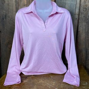 Adidas Light Pink Long Sleeve Polo Shirt - Size Medium